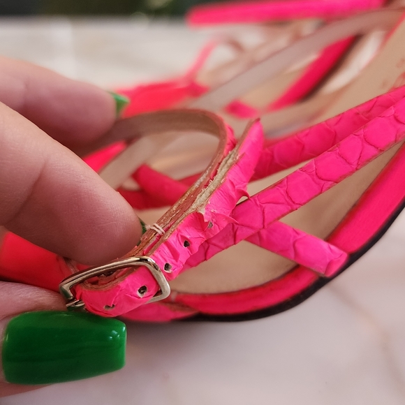 Pedro Garcia Bright Pink Strappy Heels, Sz 38 - Picture 11 of 15